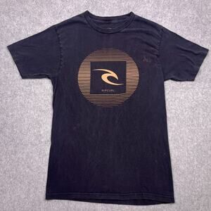 Rip Curl T-Shirt Mens Small Black Cotton Standard Fit Short Sleeve